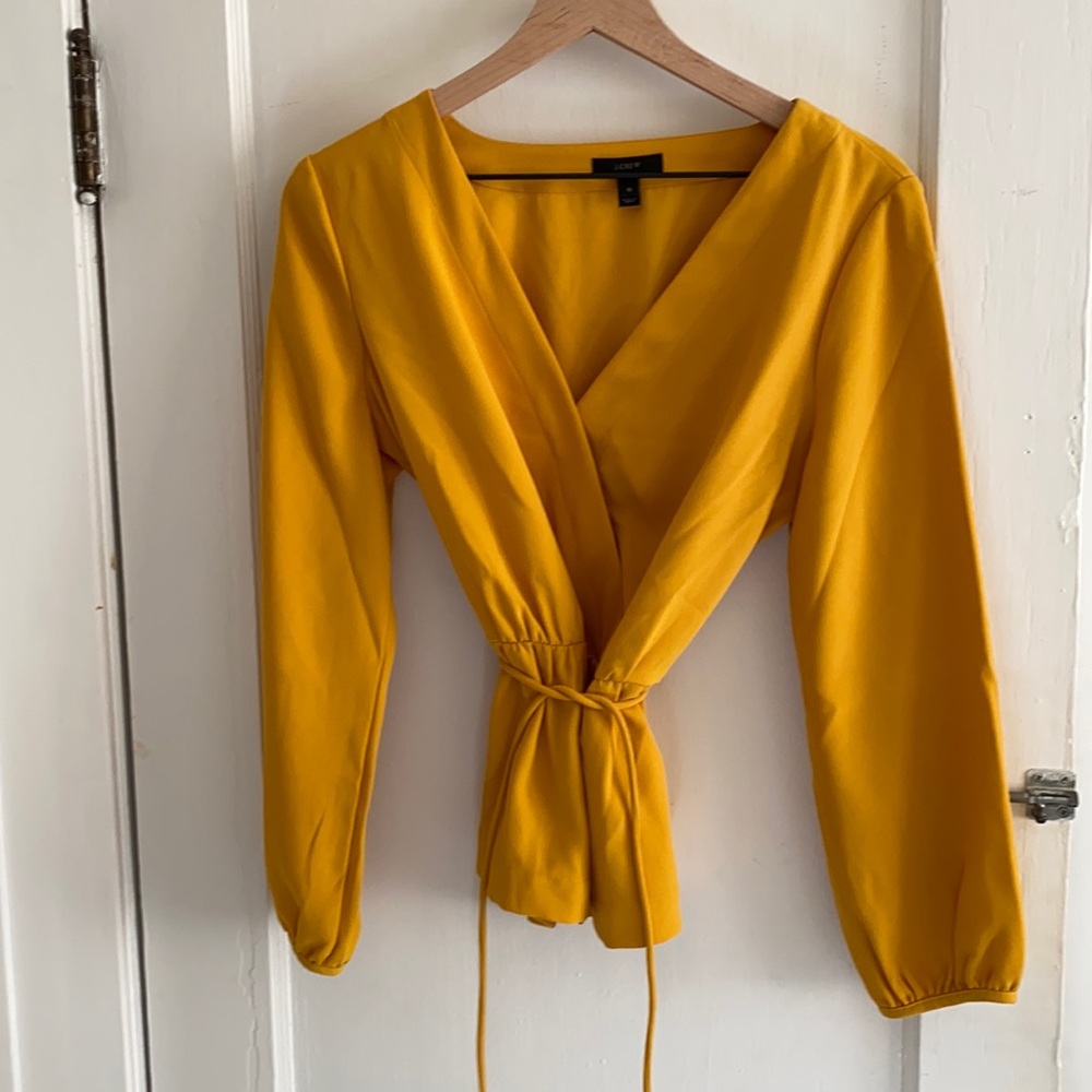 Jcrew mustard yellow wrap blouse
